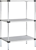 Omega Solid Stainless Steel Shelves, 14" Deep x 60" Wide x 34" High 3 Tier Heavy Duty Solid Shelving Unit for Kitchen Garage Office Restaurant Warehouse 800-lb Per Shelf Weight Capacity