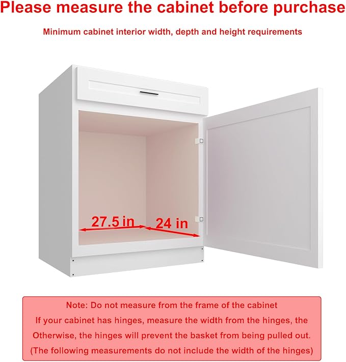 Pull Out Cabinet Organizer 26" W x 21" D, Heavy Duty Kitchen Cabinet Pull Out Shelves, Slide Out Wire Basket for Kitchen Cabinets, Bathroom, Pantry, Chrome Finish