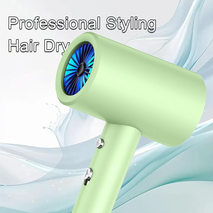 110V Hotel Wall Mounted Hair Dryer for Bathroom（with Night Light） Professional Styling HairDryer for Salon【Blue Light Negative Ions】 Fast Drying Restroom Blow Dryer，Matte Texture - Pearly White