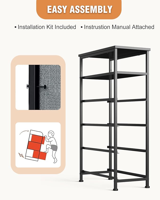 Narrow Dresser for Bedroom, Fabric Tall Dresser & Chests of Drawers with 4 Drawers, Vertical Organizer Storage Tower Unit for Bedroom, Hallway, Entryway Balck