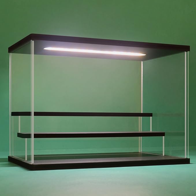 NONEMEY Clear Acrylic Display Case Stand with Led Light 2/3/4/5/6 Tier Storage Box Showcase Dustproof Organizer Box for Collectibles (3Tier 12.4*7*9inch)