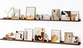 Floating Picture Ledge Shelves for Wall Set of 2, 72 Inches Picture Ledge Shelf with Long Large Nursery Book Shelf for Toys Storage Kids Bookshelf Wall Mounted Living Room Bedroom Decor Frames, Walnut