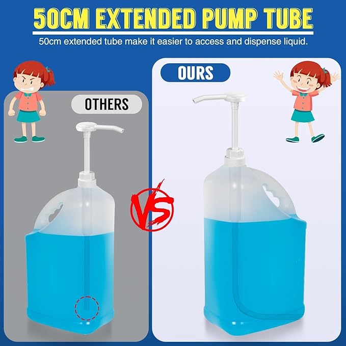 4 Pcs 5 Gallon Pump Dispenser 38-400 1 oz Dispenser Pump for Large Gallon Bucket with 50cm Extended Tube, Cap to Avoid Dripping, Great for Shampoo, Conditioner, Bleach Liquid, Laundry, Detergent, Oil