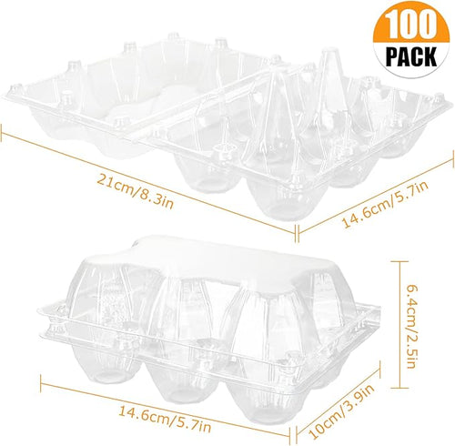 100PCS Plastic Egg Cartons Bulk 2x3 Egg Holders Style Holds 6 Eggs - Half Dozen Storage Perfect for Family Pasture, Groceries Chicken Farm, Refrigerator Storage
