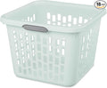 Sterilite Laundry Basket, Plastic Clothes Hamper, Large Square Bin with Comfort Grip Handles and Reinforced Rim, 1.5 Bushel Capacity, Mint, 18 Pack