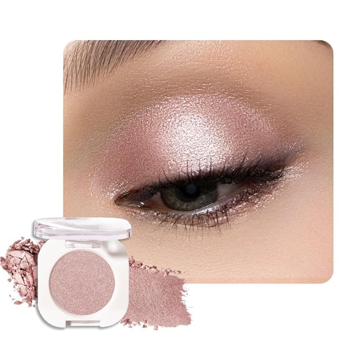 Champagne Shimmer Single Eyeshadow Makeup, Neutral Powde Eye Shadow for Women, Rose Gold Sheer Glitter Singles Eyeshadow Palette Pigmented Waterproof, sombras para ojos, Girls Christmas Gifts