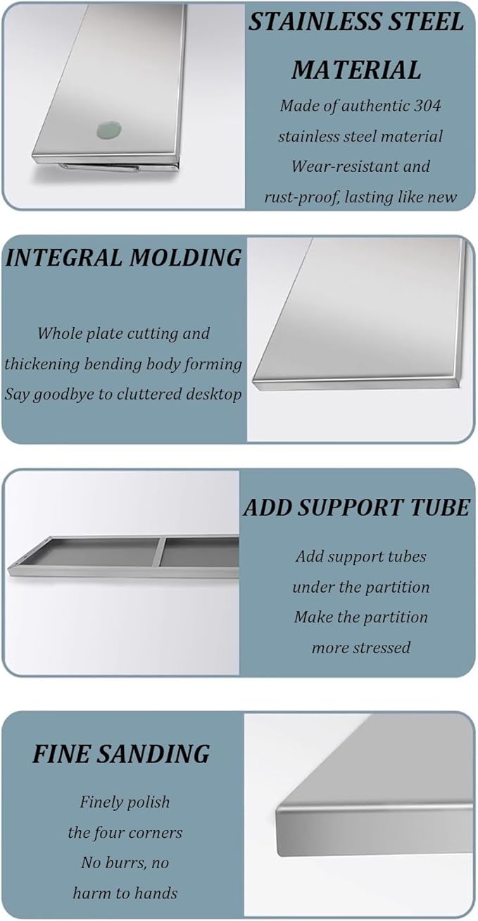 Stainless Steel Folding Table,Wall-Mounted Drop Leaf Table,Wall Mounted Folding Table for Laundry Room,Modern Home Office Fold Up Table Desk,Folding Design,Space Saving. (Size : L80*W30cm)
