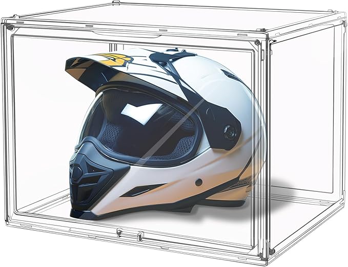 Clear Stackable Plastic Storage Bins with Lid, Dustproof Display Cases, Extra Large Figures Collectibles Showcase, Boot & Shoe Boxes, Helmet Protection Organizer (Clear-XL-3 Pack)
