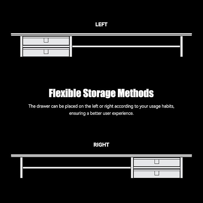 Dual‑Tier Monitor Stand Riser with Drawers, Desktop Organizer Shelf Storage for Computer Screen 2 Monitors, Supports for PC Computer Monitor, Printer, Heavy TV Riser Brown and Black