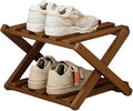 YYW Bamboo Shoe Rack for Entryway,Installation-Free and Foldable Vertical Shoe Storage Organizer,Free Standing Shoe Racks Shelf Closet Shoe Organizer for Living Room (Tawny-2 Layers)