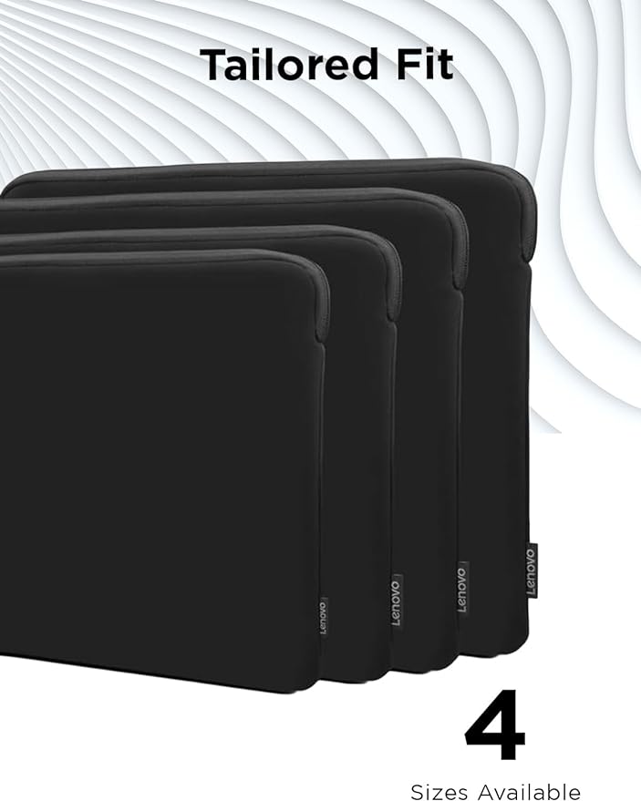 Lenovo Basic Laptop Sleeve 14 Inch Notebook/Tablet Compatible with MacBook Air/Pro Neoprene Material - Soft Fleece Lining - Zippered Top Opening - Black