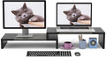 WESTREE Dual Monitor Stand Riser - 2 Shelf Computer Stand with Adjustable Length and Angle, Desktop Organizer for 2 Monitors