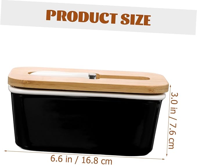 Healifty Ceramic Butter Box with Cutter Airtight Lid Butter Keeper Container for Kitchen Preservation