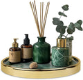 Makeup Perfume Organizer Round Bathroom Vanity Tray Decorative Dresser Tray Countertop Organizer Tray for Cosmetics,Green