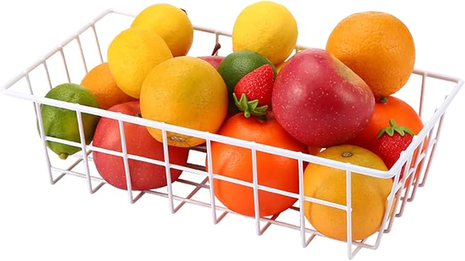 Orgneas Freezer Organizer Bins Metal Wire Storage Baskets for Upright Refrigerator Chest Freezer, Kitchen Pantry Storage and Organization for Fruit Vegetable Soda Cans Toys and Snacks, Set of 4