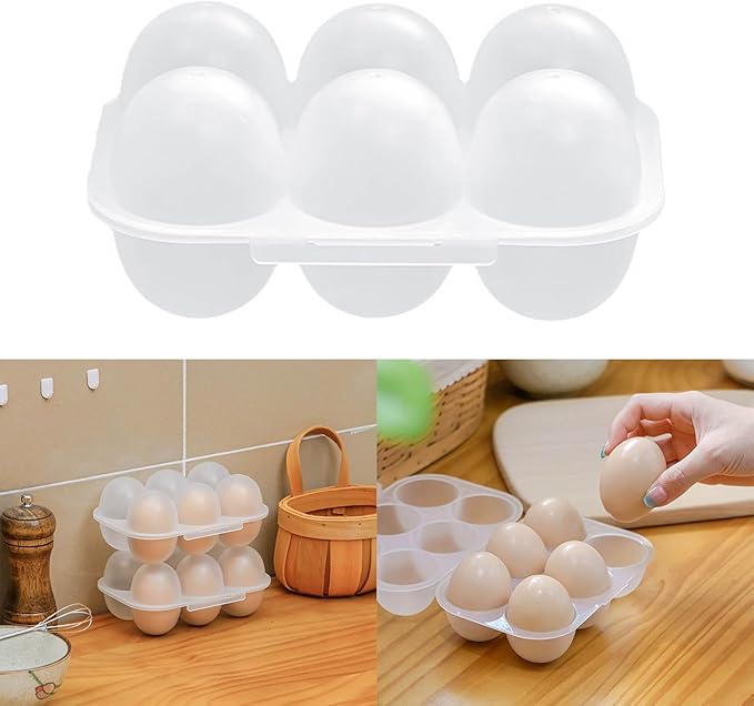 6 Grid Eggs Holder Container, Portable Tray Egg Grid Storage Container With Lid Camping Boxes Carriers For Camping Picnics Travel Kitchen Restaurants