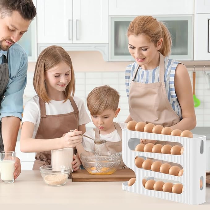 Egg Holder for Fridge, Automatic Rolling Egg Dispenser for Refrigerator, Countertop, Kitchen - Space-saving Egg Roller/Organizer/Storage/Container/Tray for Fridge - 1 Pack for 28 Large Size Eggs