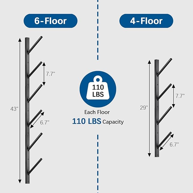 Skateboard Rack Wall Mount – Skateboard Wall Hanger, Snowboard Display Wall Mount, Ski Holder | 4-Floor Skateboard & Ski & Snowboard Storage Rack | Snowboard & Ski Lover Gifts