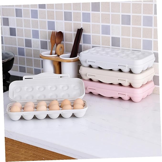Angoily 2pcs Egg Organizer Container for Refrigerator with Lid Stackable Plastic Egg Holder Tray Large Capacity Slots Storage Box for Kitchen Fridge Space Saving