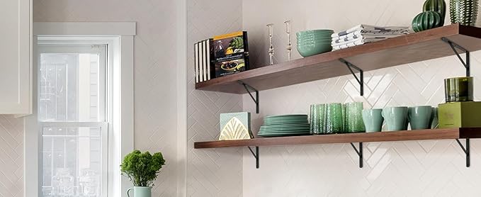 16 Pack L16 x H 10" Black Heavy Duty Shelf Brackets with Screws Metal Shelf Brackets Shelf Support Angle Brackets for Shelves L Brackets Heavy Duty Floating Shelf