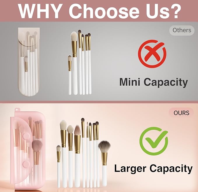 Silicone Makeup Brush Holder And Beauty Sponge Case, Travel Makeup Brush Case With Magnetic Closure, Makeup Sponge Holder 2 In 1 Stand Storage For Quick Drying White
