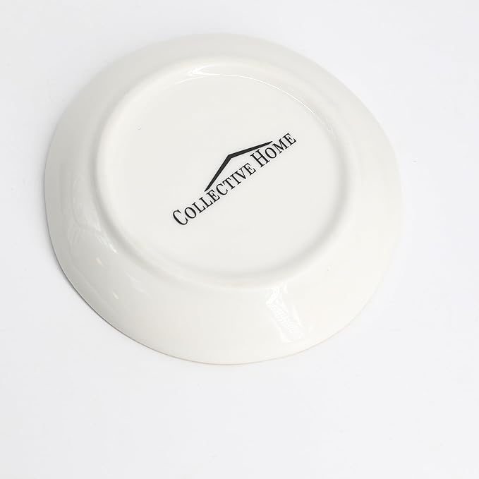 COLLECTIVE HOME - Ceramic Jewelry Tray, Decorative Trinket Dish for Rings Earrings Necklaces Bracelet Watch Keys, Birthday Mother's Day Christmas Gift for Women, 4.75", Glossy (l)