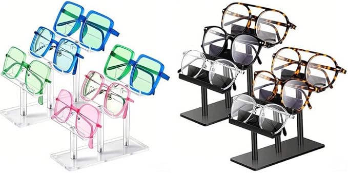 Set Of Two 3 Tier Acrylic Sunglasses Display Stands For Organized And Accessible Eyewear Storage Solutions(black)