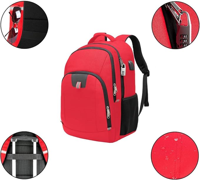 Della Gao Laptop Backpack for Men, Large Anti-Theft Business Travel Backpack with USB Charging Port, Water Resistant College School Computer Bag for Men/Women for 17 Inch Laptop and Notebook