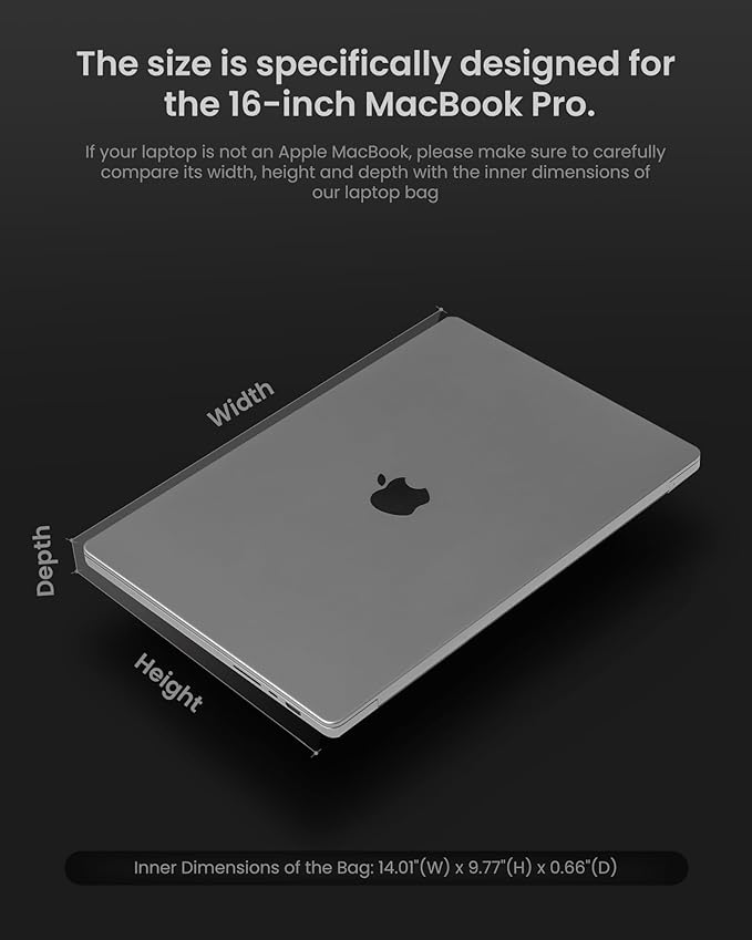 tomtoc Laptop Sleeve for 16-inch MacBook Pro M4/M3/M2/M1 Pro/Max A3403 A3186 A2991 A2780 A2485 2024, Water-Resistant Slim Protective Laptop Case for Dell XPS 16 Laptop, Minimalist Design, Voyage-A10