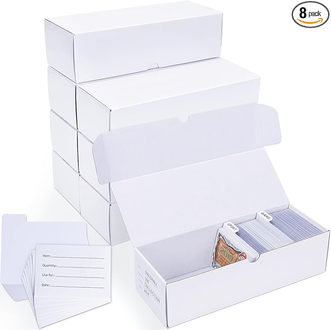 Trading-Card Storage Box, 8-Pack • 600 Count Corrugated Cardboard Storage with dividers & labels for TCG/Magic/Mtg storage and Collection, 10.4 INCH Horizontal