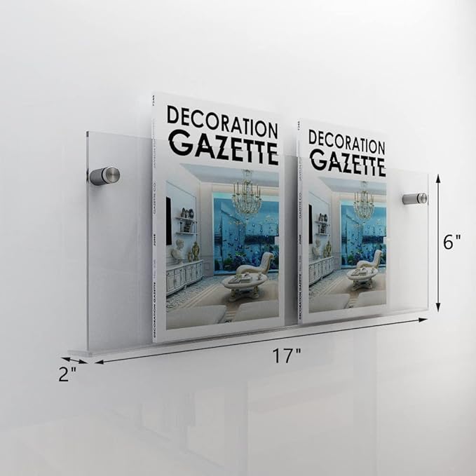 ROYALITA 2-Pack Acrylic Magazine Holder Vinyl Records Holder, Display Floating Nursery Bookshelves Wall Decor Hanging Magazine Holder for Waiting Room, Living Room
