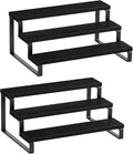 Giikin 3 Tier Spice Rack, Set of 2 Wooden Spice Rack for Countertop, Cabinet Organizer Shelf Kitchen Counter Storage Shelves Cupcake Stand Holder Display Stand, Black