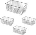16inch Freezer Wire Storage Organizer Baskets, Household Refrigerator Bin with Built-in Handles for Cabinet, Pantry, Closet, Bedroom