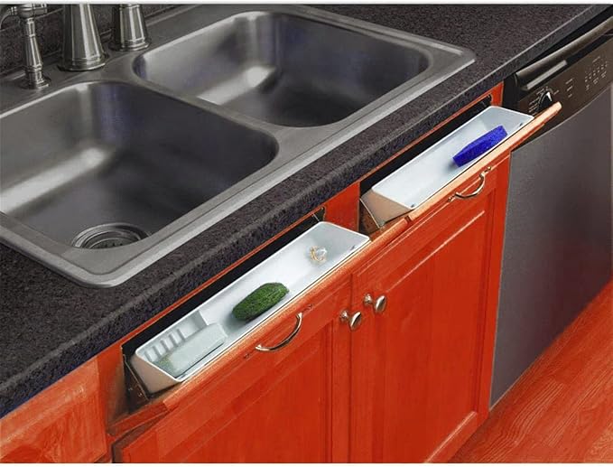 Aiwaiufu 14“ Kitchen Sink Front Trays Tip Out Tray Set Polymer Plastic White – 1 Pair
