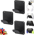Controller Holders Wall Mount 3 Pack Wall Stands With Non-Slip Pads, Premium Headphone Mount for Controllers and Headsets, Black, YCKJ-WM-01