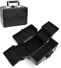 Large Makeup Train Case Cosmetic Organizer Case Makeup Box Portable Make Up Artist Travel Case with 4 Trays with Dividers Lockable Hard Train Case Nail Tech Supply Storage - Starry Black