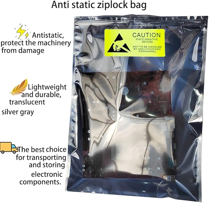 20pcs 11.8x15.7in/30x40cm Large Anti Static Bags with 20pcs Stickers, Premium Resealable Antistatic Bag,ESD Bags for Computer Electronic Devices