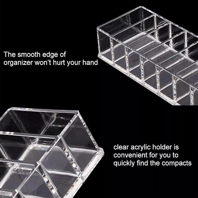 JUOPZKENN Transparent Acrylic Makeup Stand,8 Spaces Eyeshadow Palette Organizer,Cosmetic Storage Holder Display Stand Rack for Bathroom Countertop Vanity
