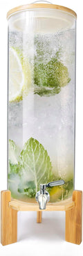 Beverage Dispenser,3.5 Gallon Glass Drink Dispenser with Stand,Stainless Steels Drink Dispenser Spigot,Drink Dispensers for Parties,Beverage Dispenser with Stand for Bars,Restaurants