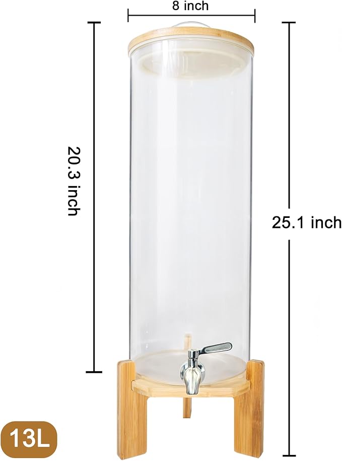 Beverage Dispenser,3.5 Gallon Glass Drink Dispenser with Stand,Stainless Steels Drink Dispenser Spigot,Drink Dispensers for Parties,Beverage Dispenser with Stand for Bars,Restaurants