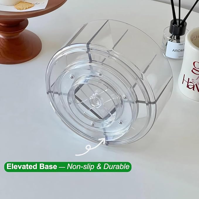 Taiuloo 360 Rotating Makeup Organizer, Lazy Susan Cosmetics Storage Turntable, Round Spinning Brush & Pen Holder, Clear Acrylic Organizer Tray for Vanity, Bathroom, Office Desk