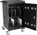 Laptop Charging Cart, 32 Devices Tablet Storage Carts for Ipad up to 16.3" Screen Size, Mobile Charging Station for Classroom, Fast Charging, Security Storage, Easy Use, Black