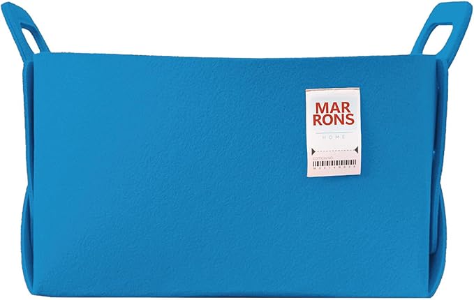 Collapsible Felt LIGHTBLUE Storage Bin Large 14.6"x9.4"x9.4" – Foldable Basket with Handles for Closet, Laundry Room Organization, Toy Storage, Decorative Storage Bins for Shelves, Nursery