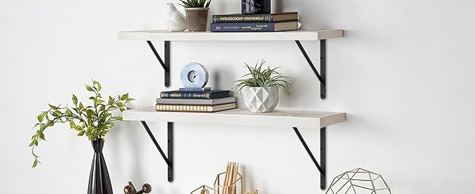 8 Pack L20 x H 12" Black Heavy Duty Shelf Brackets with Screws Metal Shelf Brackets Shelf Support Angle Brackets for Shelves L Brackets Heavy Duty Floating Shelf