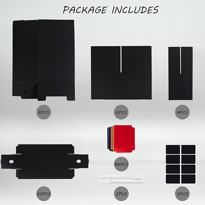 6 Sets Trading Card Storage Boxes, Includes 24-750 CT Boxes & 96 Dividers, 18000+ Trading Cards Organizer for Collectible Card Games, Sports Cards, TCG, with Labels & Pen