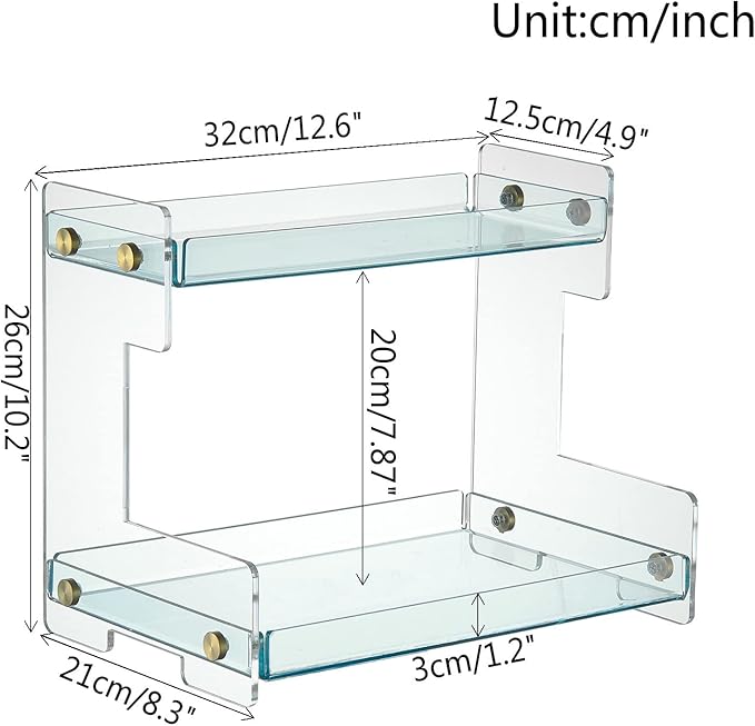 FFK Bathroom Organizer Countertop,2 Tier Bathroom Counter Organizer Kitchen Spice Rack Cosmetic Organizer,Countertop Storage Shelf for Bathroom, Kitchen, Living Room, Bedroom, Dressing Table