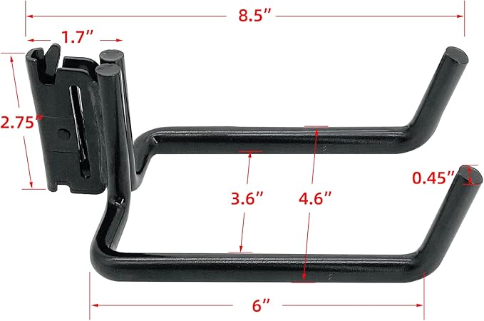 4 Pack E-Track Heavy Duty Shovel Hanger for Store Long Handled Tools ,Large Steel Tool Double J Hook, Tool Hanger | E Track Accessories for Enclosed Trailer or Trucks（Black）