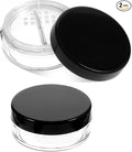 2PCS Travel Powder Container, 10ml/0.34oz Loose Powder Containers with Rotatable Sifter and Black Screw Lid Compact No Leak DIY Empty Makeup