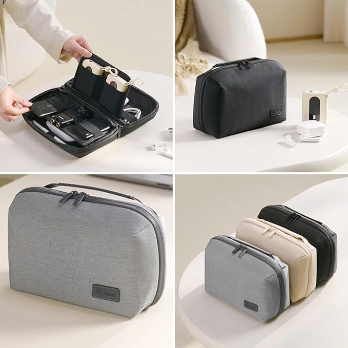Kaxich Travel Electronics Organizer, Electronics Accessories Bag Portable Cable Organizer Case Waterproof Universal for Adapters Memory Cards, USB Cables (Black)
