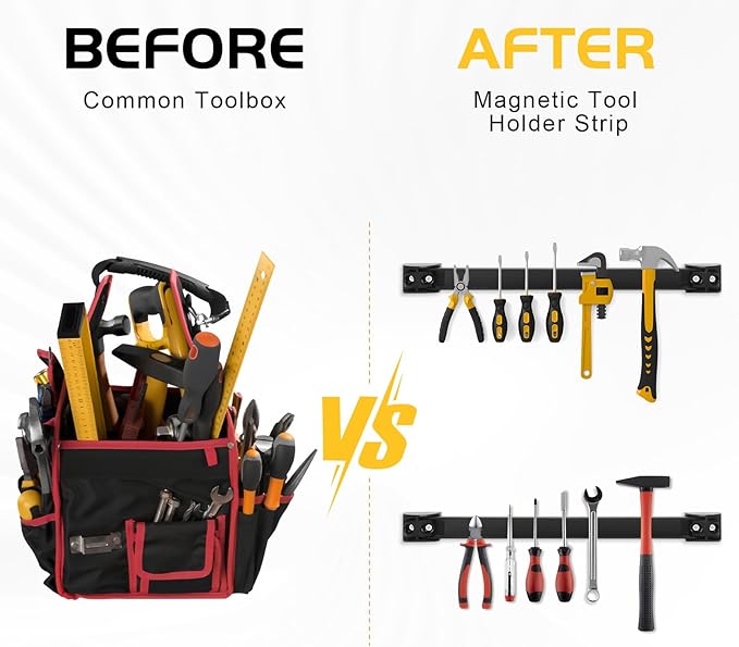 DGSL Magnetic Tool Holder Strip 10 Pack, 12In Heavy Duty Tool Organizer Magnetic Strip, Tool Magnet Bar For Garage Tool Organization